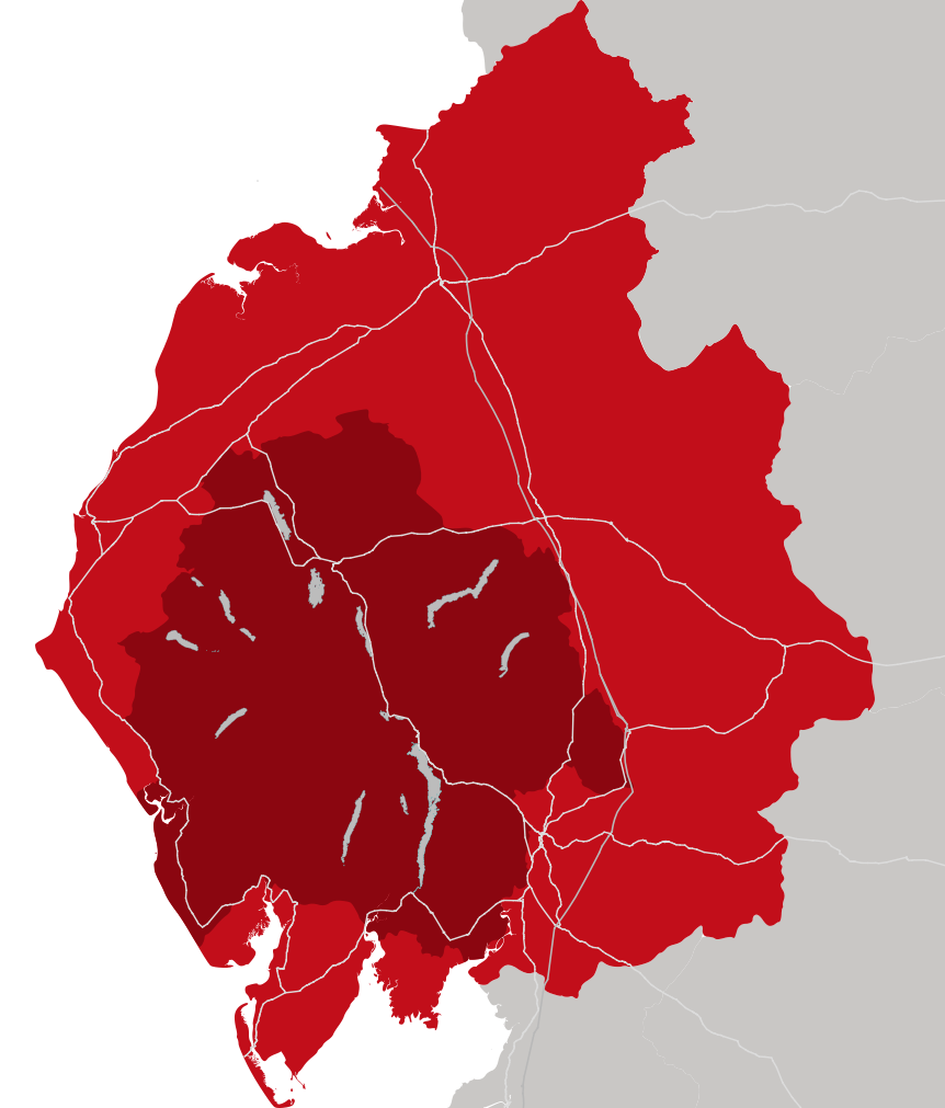 Map of Cumbria with Atkinson development locations marked
